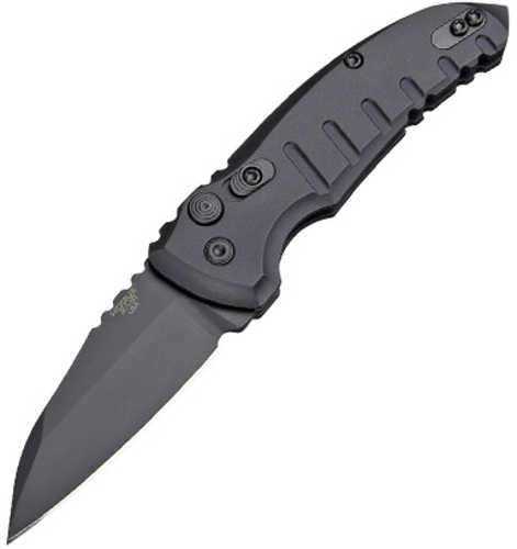 Hogue A01-Microswitch Automatic Folder Knife 2.75" Wharncliffe Blade Matte Black Cerakote Finish Aluminum Frame