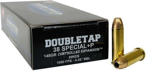DoubleTap Ammunition 38SP148Ce 38 Special 148 Grain Controlled Expansion Jacketed Hollow Point 20 Rounds Per Box