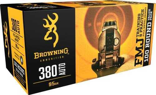 380 ACP 100 Rounds Ammunition Browning 95 Grain Full Metal Jacket