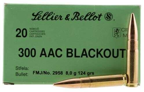 300 AAC Blackout 20 Rounds Ammunition Sellier & Bellot 124 Grain Full Metal Jacket