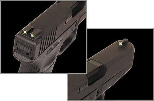 Truglo TG-TG231N4 Tritium Night Sights Square Green W/White Outline Front/Green U-Notch Rear Nitride Fortress Frame For