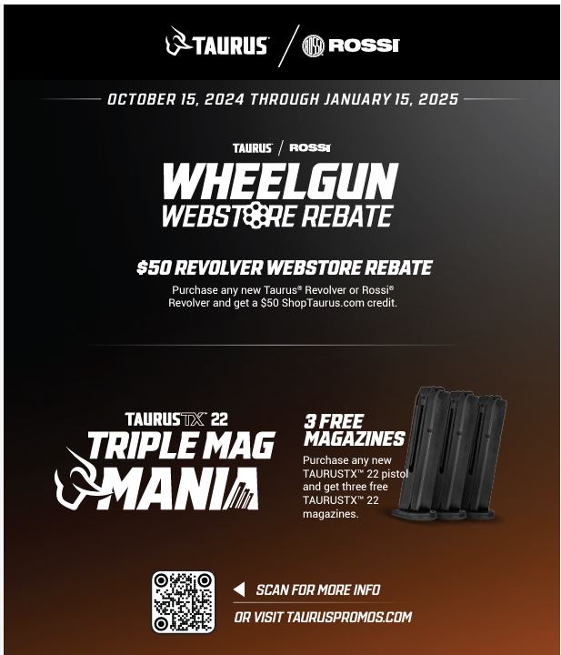 Taurus/Rossi – Wheelgun & Triple Mag Mania Rebate