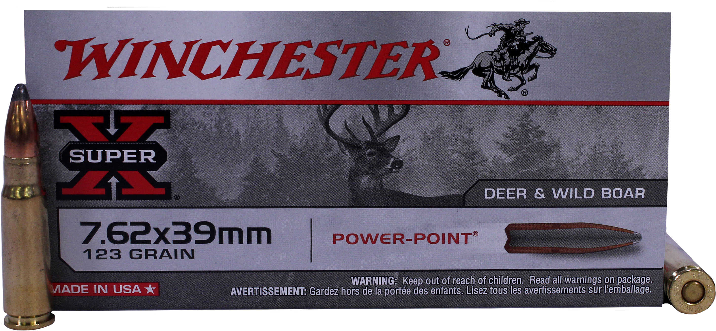 Winchester Super-x Power-point 7.62x39 123 Grain Pointed Soft Point 20 