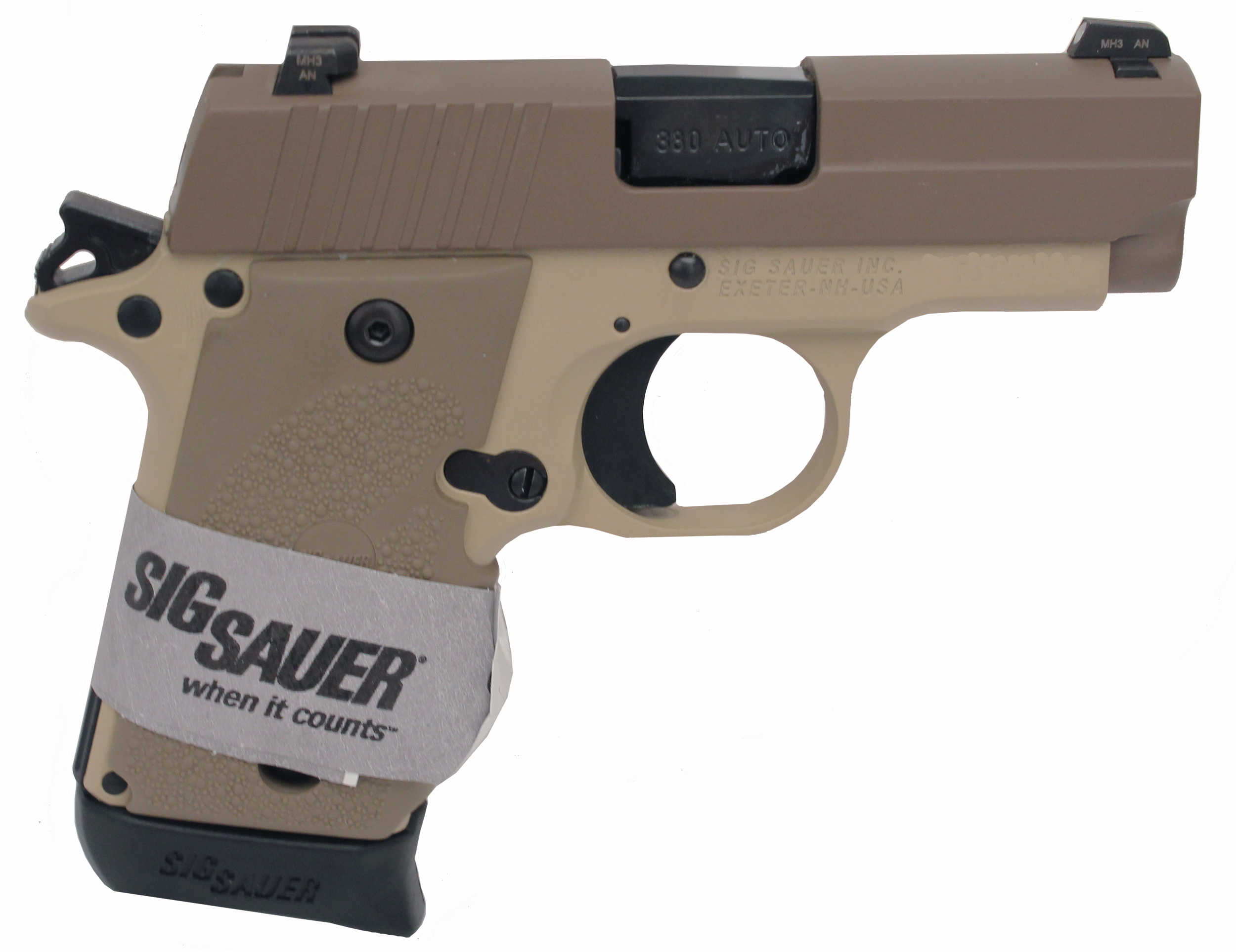 Sig Sauer P238 Desert Tan 380 Acp 27 Barrel 7 Round Hogue Grip Semi