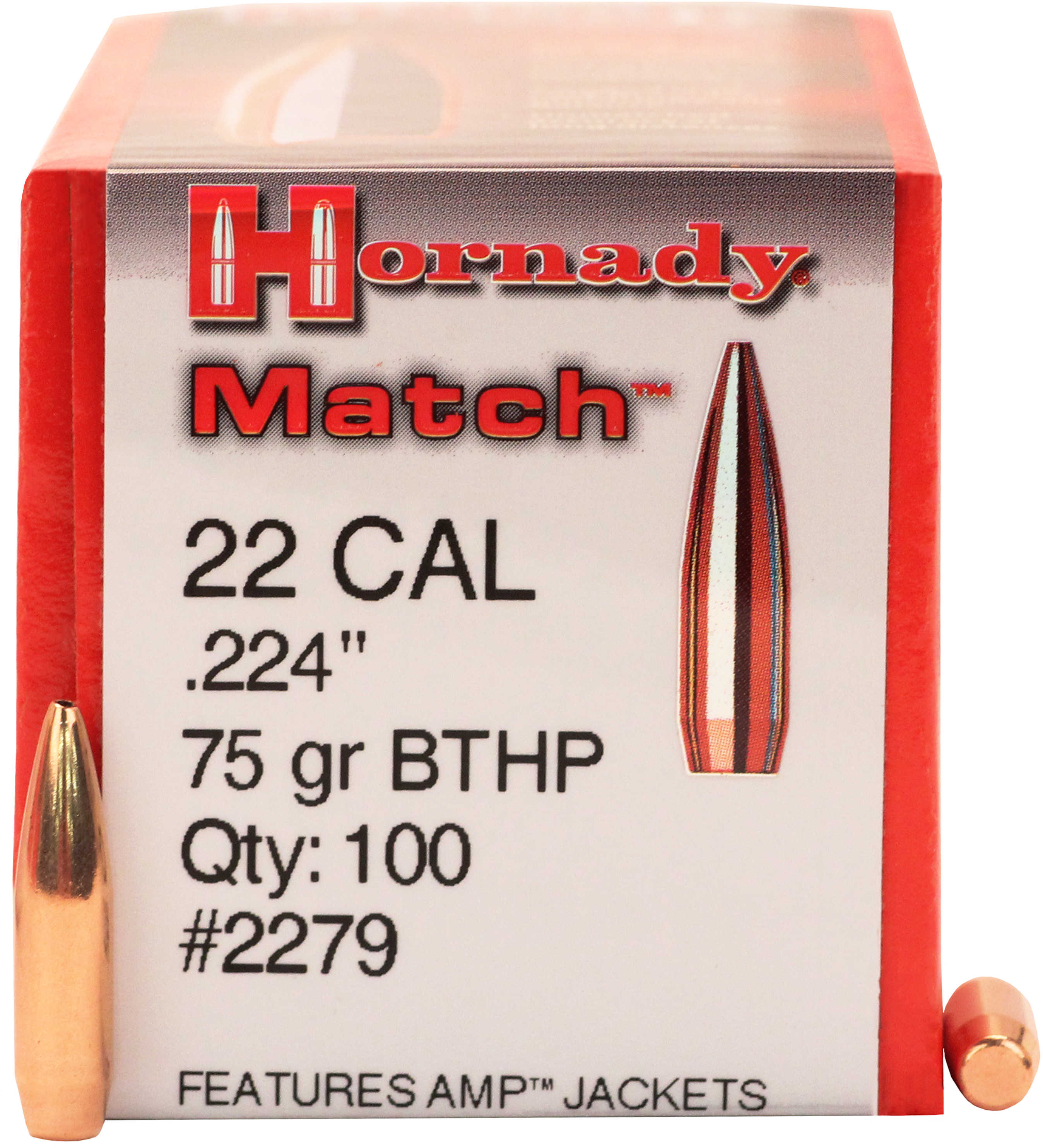 Hornady 22 Caliber Bullets (.224) 75 Grains BTHP Match (Per 100) 2279 ...