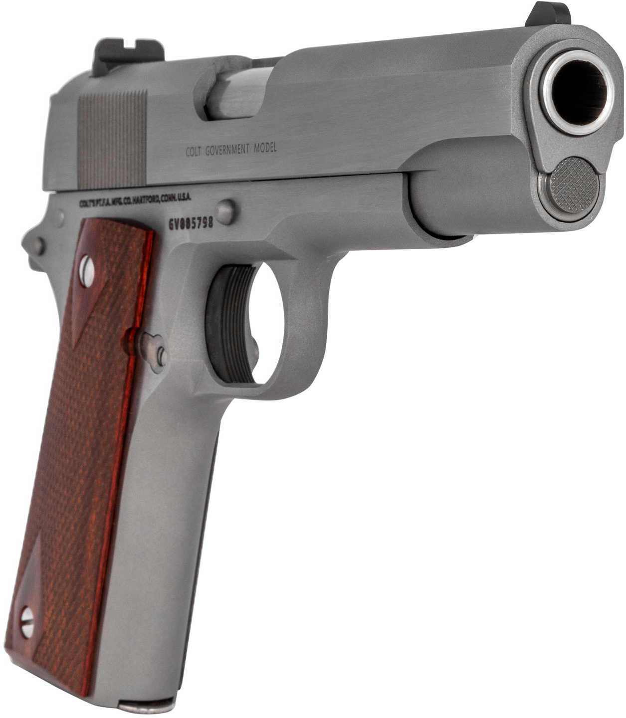 Colt Pistol 1911 Government 45 ACP 5" Barrel 7 Round Stainless Steel Frame Rosewood Grip