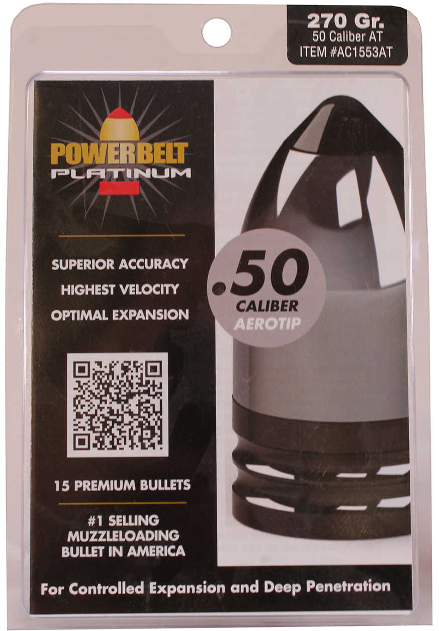 Powerbelt Bullets Platinum AeroTip 50 Caliber Bullets (Per 15) 270