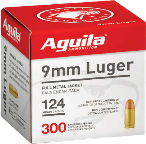 Aguila 1E092108 Target & Range 9mm Luger 124 Gr Full Metal Jacket (FMJ) 300 Per Box/4 Cs