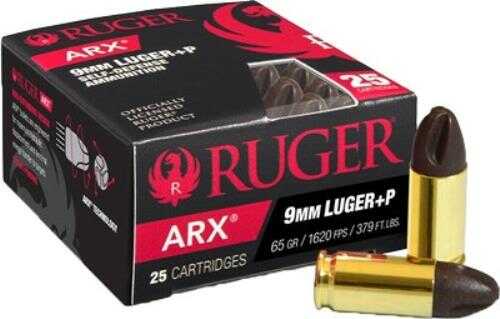 9mm Luger 25 Rounds Ammunition Ruger 65 Grain Full Metal Jacket ...