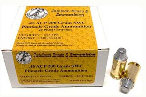 45 ACP 20 Rounds Ammunition Jamison 200 Grain Lead