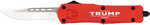 CobraTec Knives MTRP24REDDNS FS-3 Trump 2024 Medium OTF Drop Point Plain Satin D2 Steel Blade, 4.50" Red W/Trump, Make A