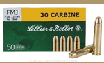 30 Carbine 50 Rounds Ammunition Sellier & Bellot 110 Grain Full Metal Jacket