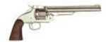 Taylor/Uberti Top Break Schofield Revolver With Nickel Finish And Walnut Grips .45 Colt 7" Barrel 6 Shot