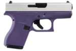 Glock G42 Striker Fired Semi-Automatic Pistol .380 ACP 3.26" Barrel (2)-6Rd Single Stack Magazines White Dot Front & Outline Rear Sights Stainless Slide Purple Cerakote Finish