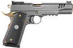Girsan MC1911 Negotiator Semi-Automatic Full Size Pistol 10mm 5" Barrel (1)-9Rd Magazine G10 Grips Carbon Steel Slide With Lightning Cuts Extended Beavertail Gray With Gold Accents Titanium Nitrate Finish