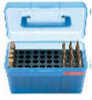 MTM Deluxe Ammunition Box 50 Round Handle 25-06 30-06 270 Win Clr Blue H50-RL-24