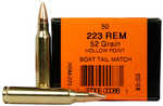 223 Remington 50 Rounds Ammunition HSM 52 Grain Jacketed Hollow Point