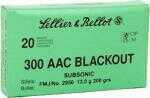 300 AAC Blackout 20 Rounds Ammunition Sellier & Bellot 200 Grain Full Metal Jacket